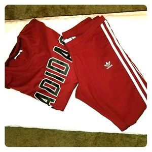 Matching burgundy  Adidas set